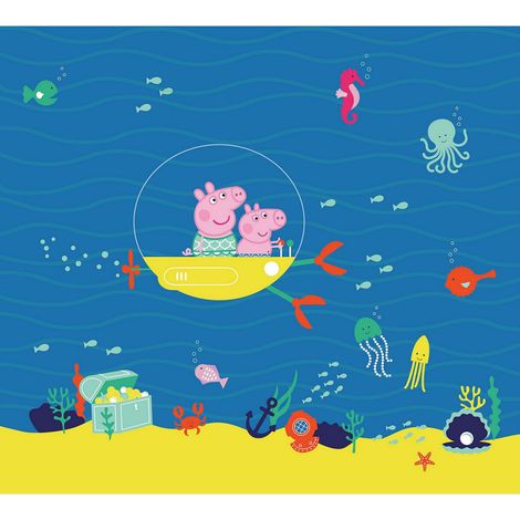 Papier peint Peppa pig avec sa famille dans l'eau 225 x 270 cm (1/3)