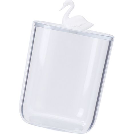 Multifunktionale, transparente Aufbewahrungsbox für Wattebällchen mit Deckel von Swan für das Badezimmer (1/4)
