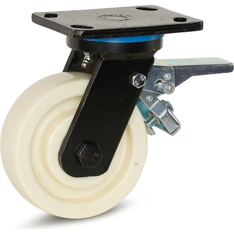 Roue pivotante extra lourde freinée - MESO - Nylon - 150mm - 1000kg - Platine (1/2)