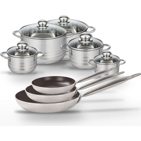 Lot de 3 Poêles 24/28/32cm et 5 Faitouts 12/14/16/20/24cm Elo Bistro Line (1/5)