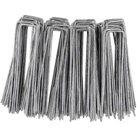 100 clous de jardin en acier galvanisé 150 x 25 x 3 mm - Ancrages au sol pour bâche de sol et pinces de fixation VQG (1/3)