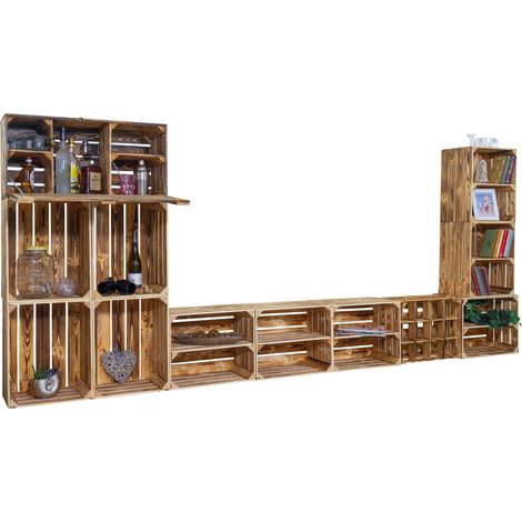 TV-Board mit Minibar "Sienna" mit Regal Wohnwand Mediawand Schrankwand Anbauwand Wohnzimmer Set Wand (1/5)
