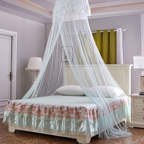 Baldaquin suspendu rond sans installation, moustiquaire densifiée pour lit double, anti-moustiques, Composition : 60 × 260 × 902 cm, Couleur : vert clair (1/5)