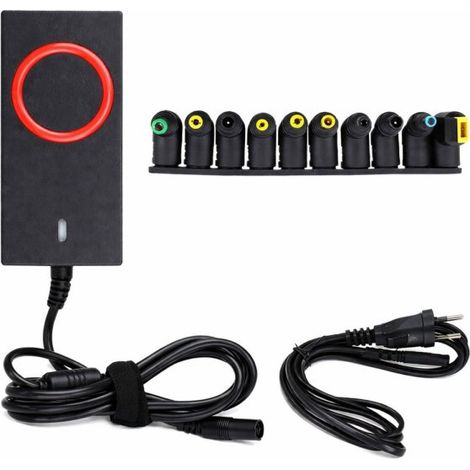 Alimentatore Universale Laptop 65W, Output 15–20V 3.25A, 10 Connettori