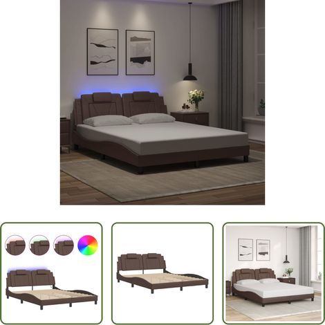LED-Leuchten - Bettgestell "Viana" mit LED ohne Matratze Braun 160x200 cm (1/5)