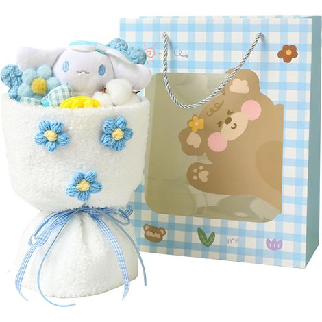 Bouquet de peluche blanc chien pour enseignante fille, détails exquis, doux et confortable, poupée bouquet cartoon (1/5)