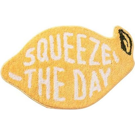 Tapis de bain jaune citron doux et élégant pour enfants, tapis de bain antidérapant à motif de fruits, tapis de bain absorbant. (1/5)