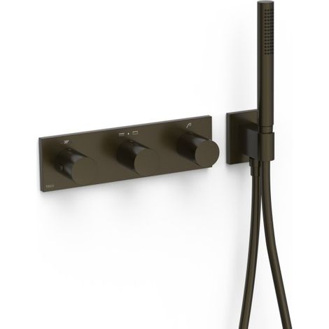 Mitigeur thermostatique douche encastré à 3 voies B‑system Noir Bronze - TRES 30735301KMB