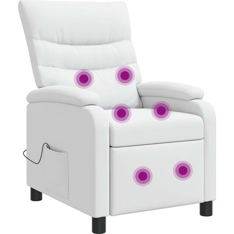 Massage Recliner White Faux Leather vidaXL (1/5)