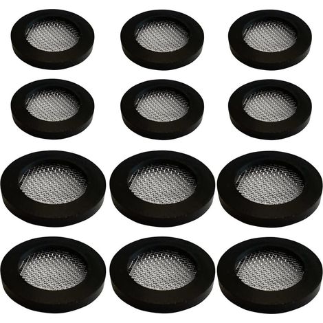 12pcs rondelles en Caoutchouc, Joint avec écran - 24 16 mm Ø/19 12 mm Ø pour 3/4" 1/2" raccord fileté Tuyau d'arrivée, Filet Filtre en Acier Inoxydable Joint (1/5)