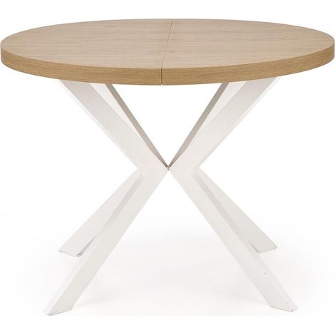 Mesa Houston 1495, Roble dorado + Blanco, 76x0x0cm, Alargamiento, Aglomerado laminado, Metal