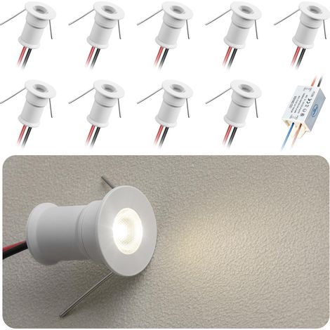 Projecteur miniature LED 902 30°, DC12V 1W, 80 Ra, 75 lm, convient à l'éclairage d'armoires telles que les caves à vin, les armoires à chaussures, etc.(4000K,White,9Pack) (1/5)