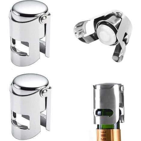 Set mit 4 Champagnerverschlüssen aus Edelstahl – Sicherer Verschluss für Sektflaschen, auslaufsicher und tropffrei (1/5)