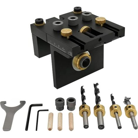 Kit de Gabarit de Cheville Bois 3 en 1 - Guide de Perçage Universel 6 8 10 15 mm - Localisateur de Trous Droits pour Assembla (1/5)