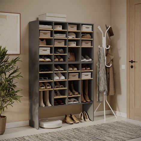 Schuhschrank-Set Lysander, Anthrazit/Goldkraft Eiche, 104.2 x 65.5 cm 2 Teile, Vicco (1/5)