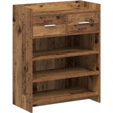 Meuble à chaussures à tiroirs, bois style antique, 73,5 x 36 x 92 cm (1/5)