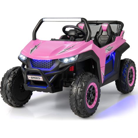 Voiture électrique Enfant 12 V Télécommande pour 3-8 Ans 2 Vitesses Ressort de Suspension Charge 59KG 118x74x71CM Rose CW5743 Maison Chic (1/2)