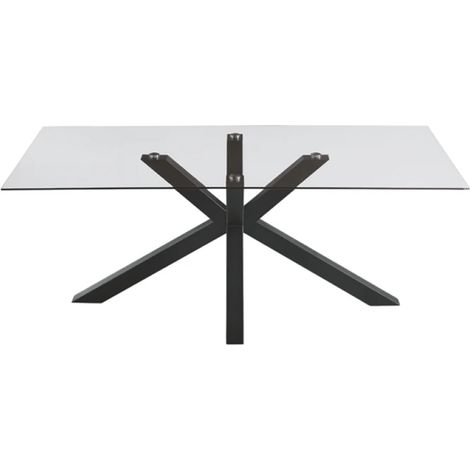 Tavolo da pranzo con piano in vetro e base in metallo 180x90 cm DANTE (1/3)