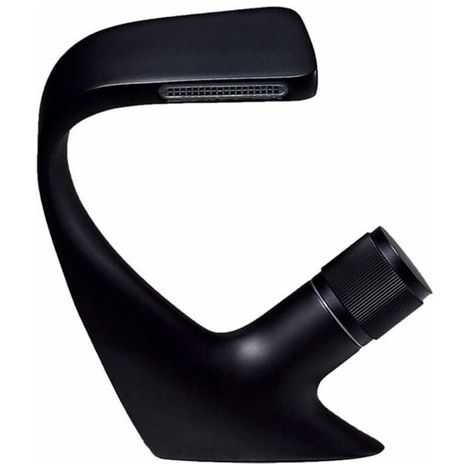 Adecuado para grifo de baño, grifo de lavabo moderno negro tipo cascada, mezclador de lavabo de latón, válvula de cerámica, aireador extraíble (1/5)