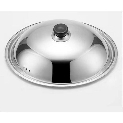 Couvercle de poêle en acier inoxydable - Couvercle de rechange avec bouton - 34 cm - Couvercle universel - Pour cuisine, casseroles, poêles