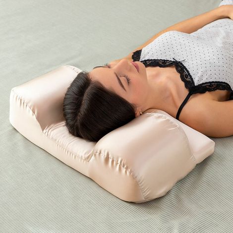 InnovaGoods - Cuscino Cervicale Antirughe Ergonomico in Raso, Multi-Posizione, Antiacne e Anticrespo, Riduzione Russamento, Federa Rimovibile e Lavabile, Multicolore, Foam (1/5)