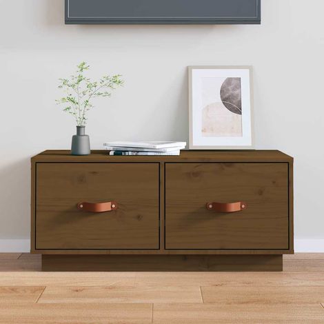vidaXL Meuble TV Marron miel 80x34x35 cm Bois de pin massif (1/5)