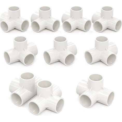 10 Pcs 25MM (3/4") Connecteur en T cubique à 4 voies PVC-U Raccord coudé Raccordement Connecteur tuyau d\'eau de jardin Raccordement (1/5)