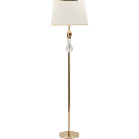 Lampada da Terra Bratislava Glam 165cm - Piantana in metallo dorato con decorazioni in vetro e paralume beige - 40W E27 (1/5)