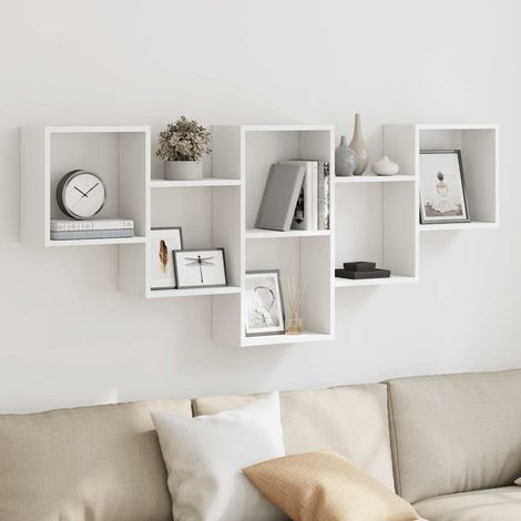 vidaXL Wall Shelf White 159x18x66 cm Engineered Wood