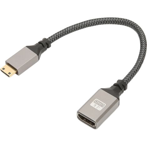 Câble HDMI Mini Mâle-Femelle 4K 60Hz Haute Vitesse - Adaptateur pour Tablette, Caméra, PC, TV, Moniteur (0.2m)