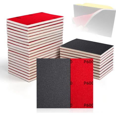 24 PCS Éponges à Poncer Grain 600 Papier Abrasif Sec et Humide (1/5)