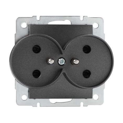 Kanlux – Double prise encastrée 2 sorties – Graphite – 16A – Type E – Indice de protection IP20 – Connecteur à vis pour installation sécurisée (1/3)