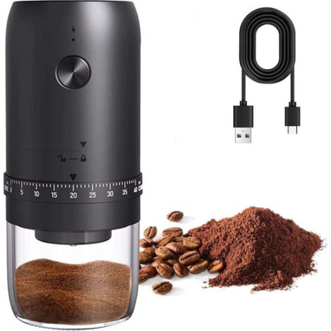 Moulin à Café Électrique,Moulin à Café Électrique Portable,USB Rechargeable Moulin a Cafe avec Meule en Céramique,Mini Moulin à Café avec Plusieurs Réglages de Mouture,pour voyage,camping,bureau (1/5)