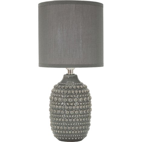 Lampada da Tavolo Bethel, Necessaria 1 Lampadina, Attacco e14, Paralume, Grigio