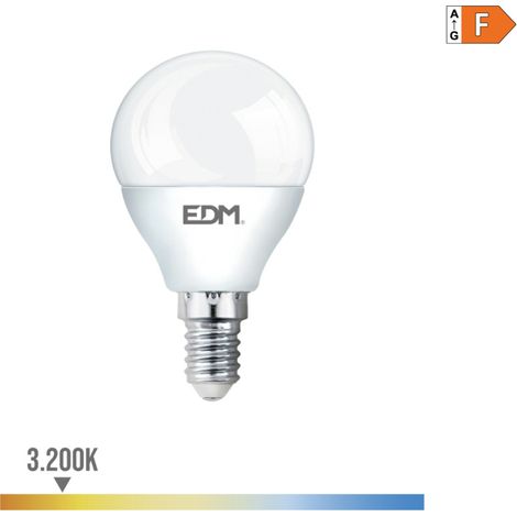 Bombilla LED EDM Esférica E14 7W 600lm 3200K Luz Cálida Ø4,5x8,2cm (1/3)