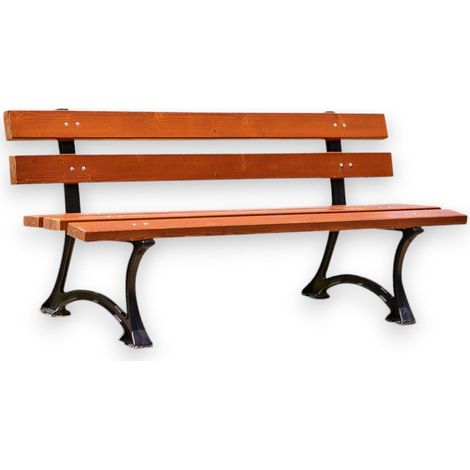 Panchina da esterno 3 posti 150x58xH72 cm giardino parco in ghisa e doghe in legno Park Maxi (1/4)