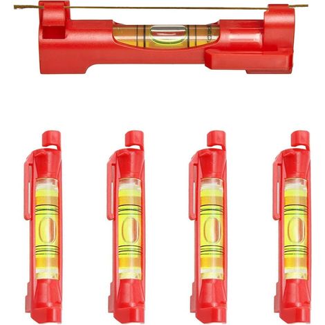 Lot de 4 niveaux à bulle à corde, cordon de niveau à bulle rouge, niveau à bulle à corde professionnel, niveau à bulle à corde, niveau à bulle à corde pour travaux de maçonnerie, travaux de plomberie, (1/5)