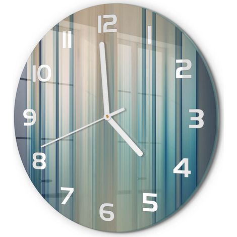 Horloge Murale Ronde Classique en Verre Silencieuse Design Élégant pour Salon Rayures bleues fi 30 cm (1/5)
