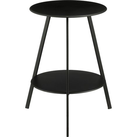 Guéridon de Jardin et Salon Bout de Canapé en Métal Noir Design Industriel H58 x Ø46 cm - PANGIVO (1/5)
