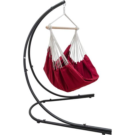 Soporte Silla Colgante con XXL Sillón 360° Hamaca Asiento Columpio Jardin Rojo