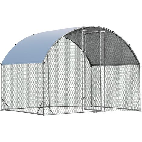 COSTWAY Gallinero de Metal Grande, Gallinero con Cerradura, Corral para Gallinas con Cubierta de Tela Oxford y Malla de Alambre, Jaula de Pollo para Exterior, Granja 190 x 280 x 195 cm (1/5)