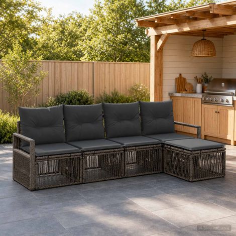 Set Divano da Giardino 4 pcs Grigio polyrattan vidaXL (1/5)
