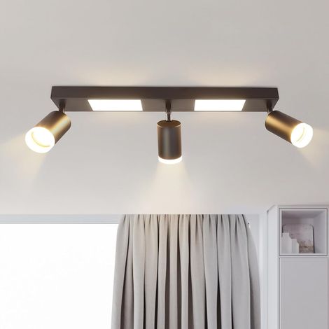 ZMH Plafonnier Spot de Plafond LED 3 Ampoules - Spot de Plafond GU10 Lampe de Chambre 3000k Lampe de Cuisine Noire 20W Lampe de Couloir Pivotante en Métal pour Chambre Cuisine Bureau (1/5)