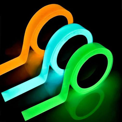 Confezione da 3 nastri fluorescenti, nastro adesivo luminoso da 10 mm x 3 m, nastro luminoso impermeabile per segnaletica e pannelli di sicurezza (verde, blu, o (1/5)