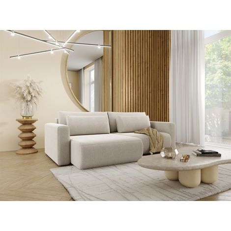 Ecksofa Sofa mit Schlaffunktion CHAIRA Stoff Curio Hellgrau Ottomane Links (1/5)