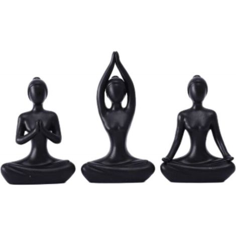 Figurine décorative femme en posture de yoga, coloris noir, décoration moderne pour intérieur (1/3)