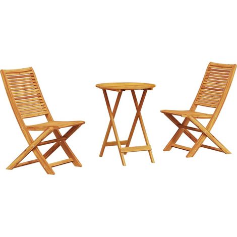 Ensemble bistro pliant 3 pcs,Salon de jardin Marron Bois d'acacia massif CFW41589 (1/5)