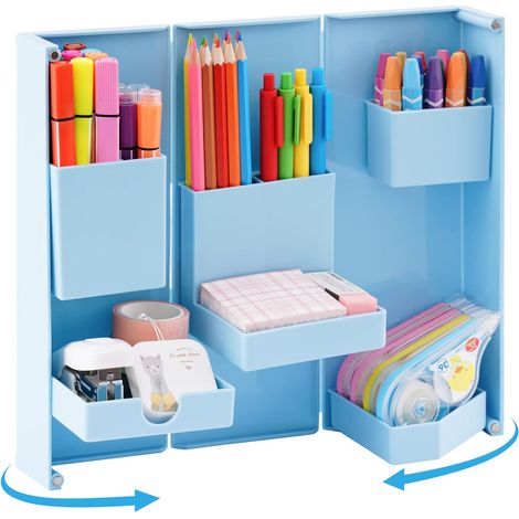 Organisateur De Crayons Pliable - Avec Fermeture Magnetique - 5 Emplacements Et 3 Compartiments Plats - Pour Bureau Maison Ecole - 1 Piece (1/5)