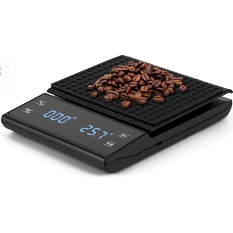 Digitale Kaffeewaage mit Timer bis zu 3 kg/0,1 g, batteriebetrieben und LED-Touchscreen, multifunktionale Küchenwaage (Batterien nicht im Lieferumfang enthalten) (1/5)