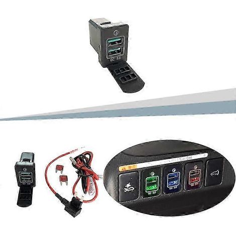 Cargador rápido para coche con 3 puertos de carga, adaptador USB dual para 3 modelos 2018 2019, edición luz roja 0709 (1/4)
